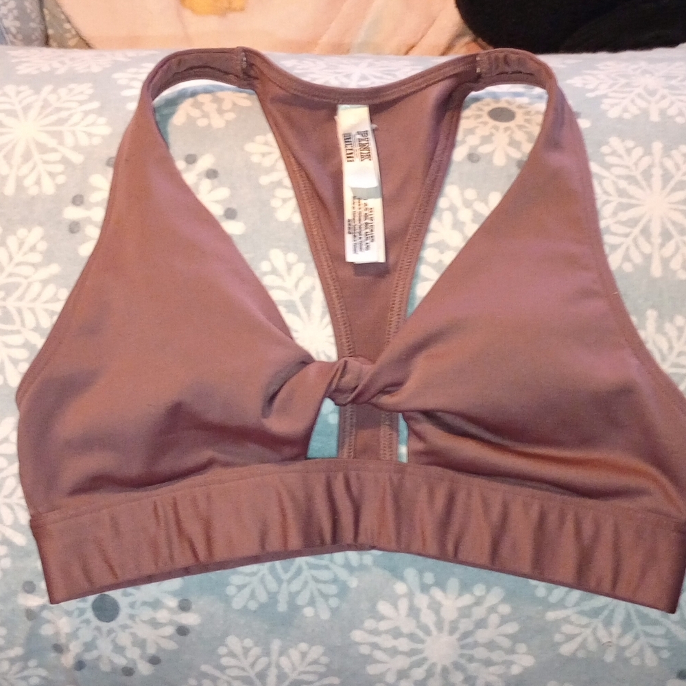 (XS) Pink Ultimate Gym to Swim Front Twist Athletic Bra